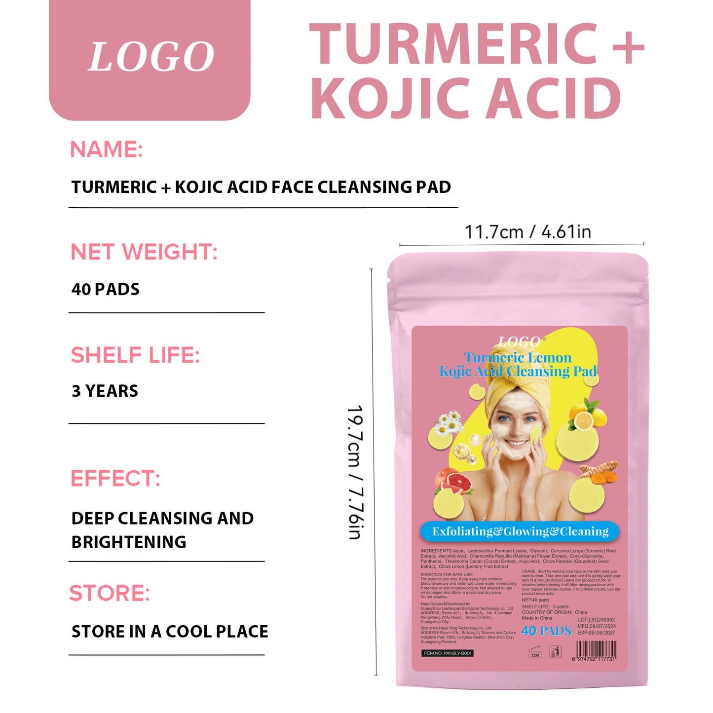 Kojic Acid & Turmeric Cleansing Pads