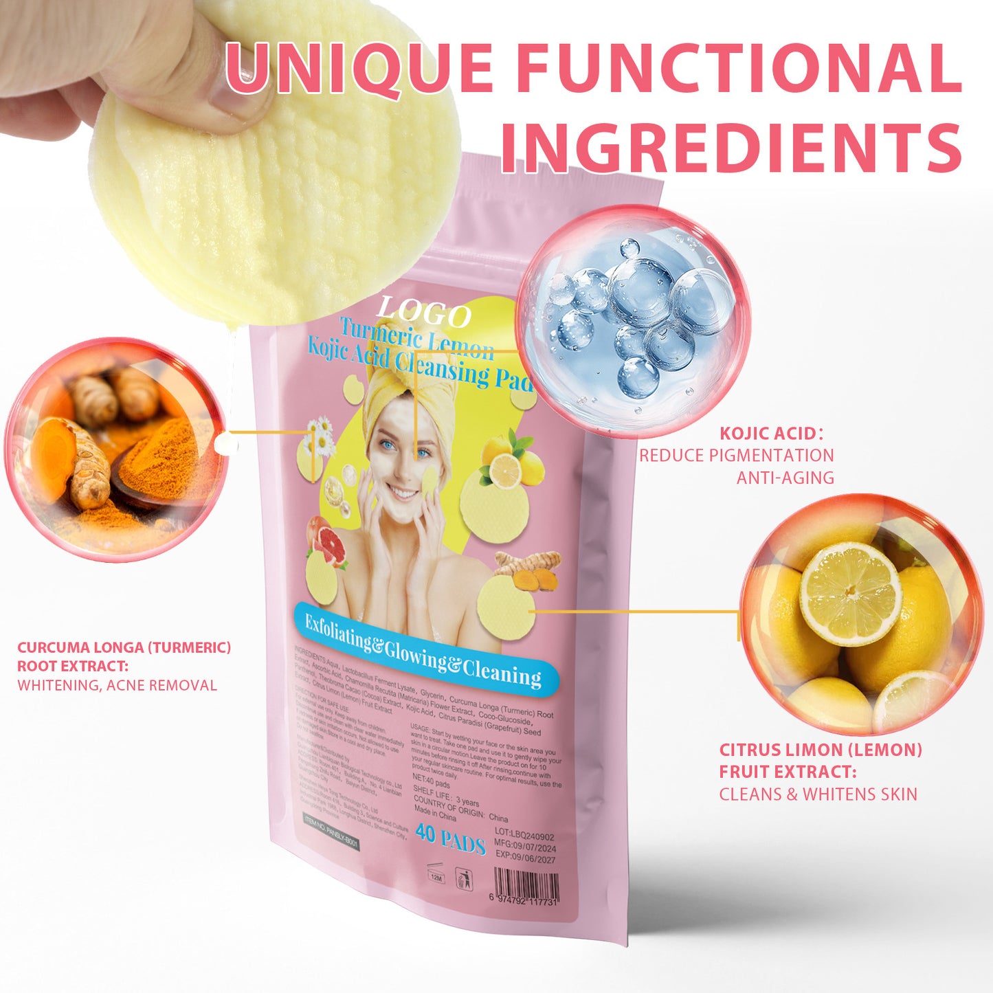 Kojic Acid & Turmeric Cleansing Pads